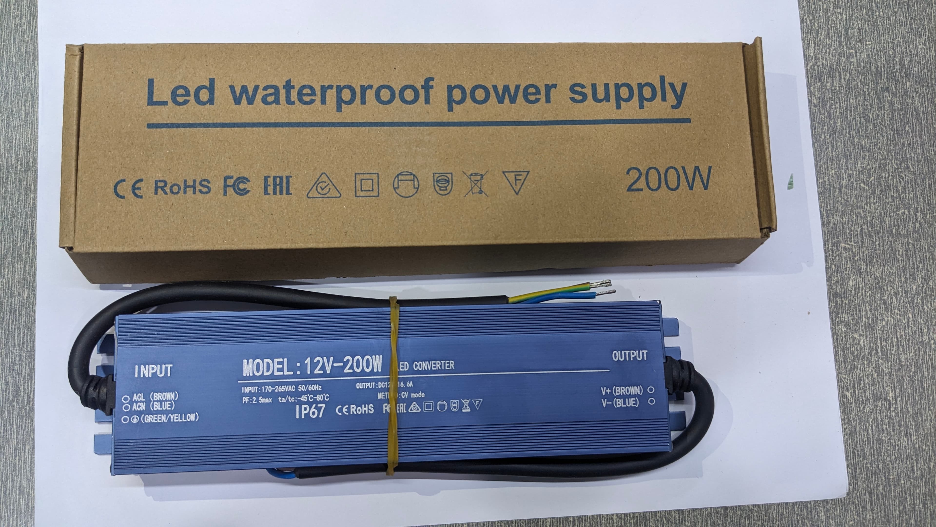 12V 16.6A 200W Waterproof Slimline LED Power Supply photo