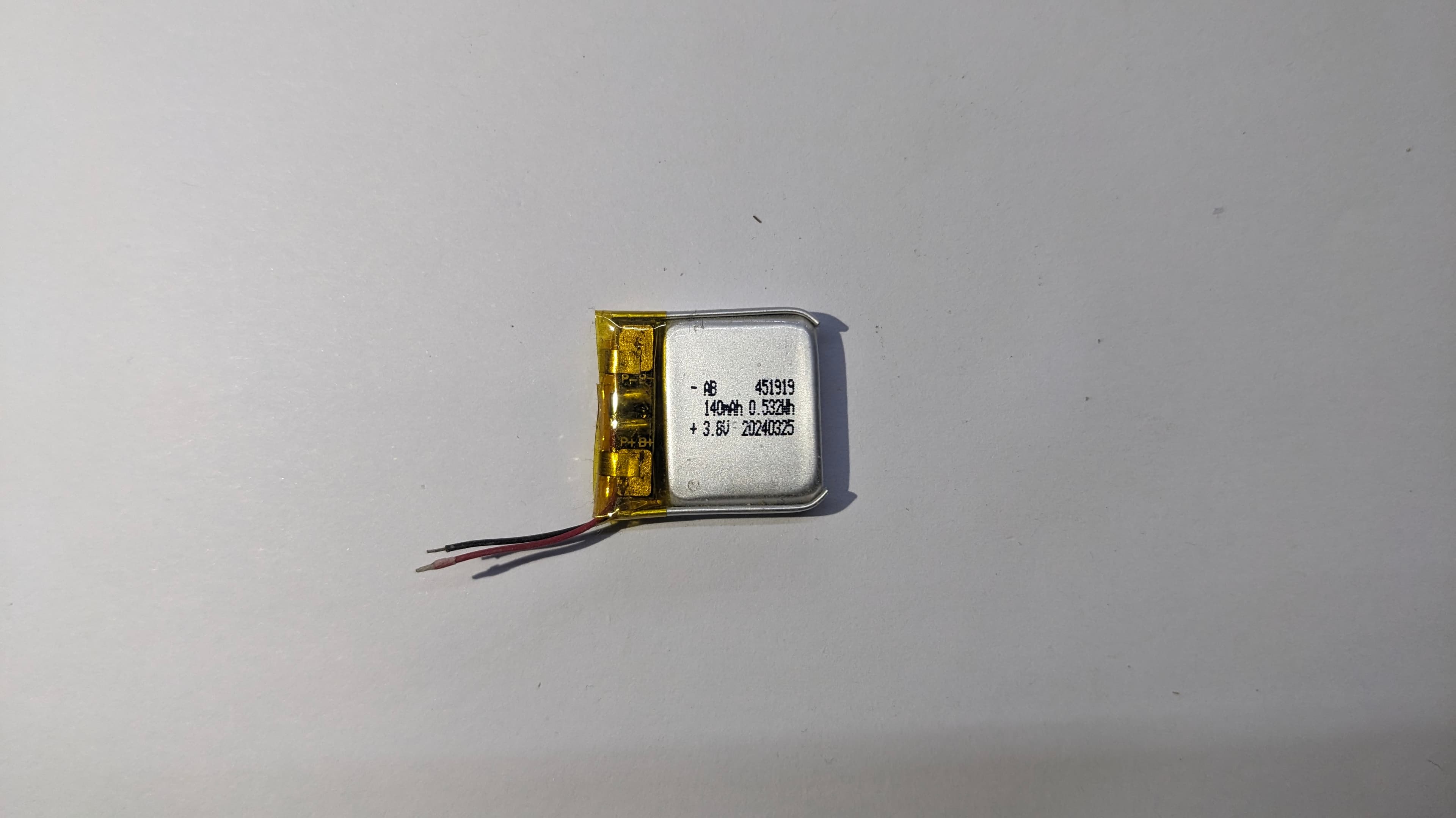 Miniature 3.6V 140mAh Lithium Polymer (LiPo) Battery
