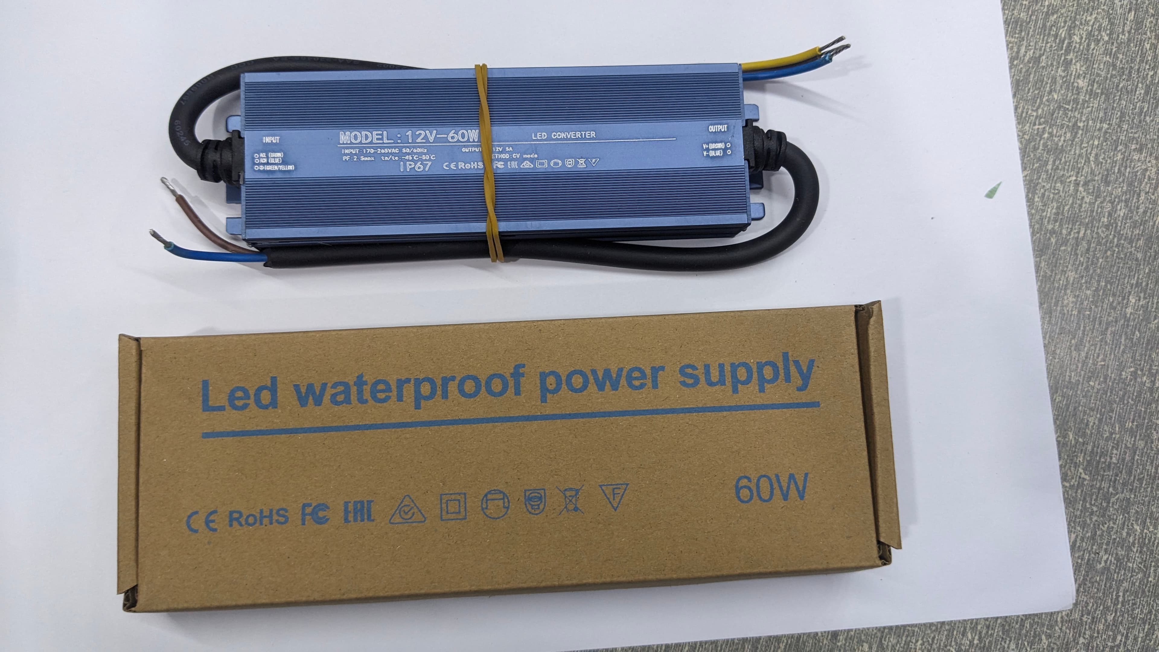 12V 5A 60W Waterproof Slimline LED Power Supply photo